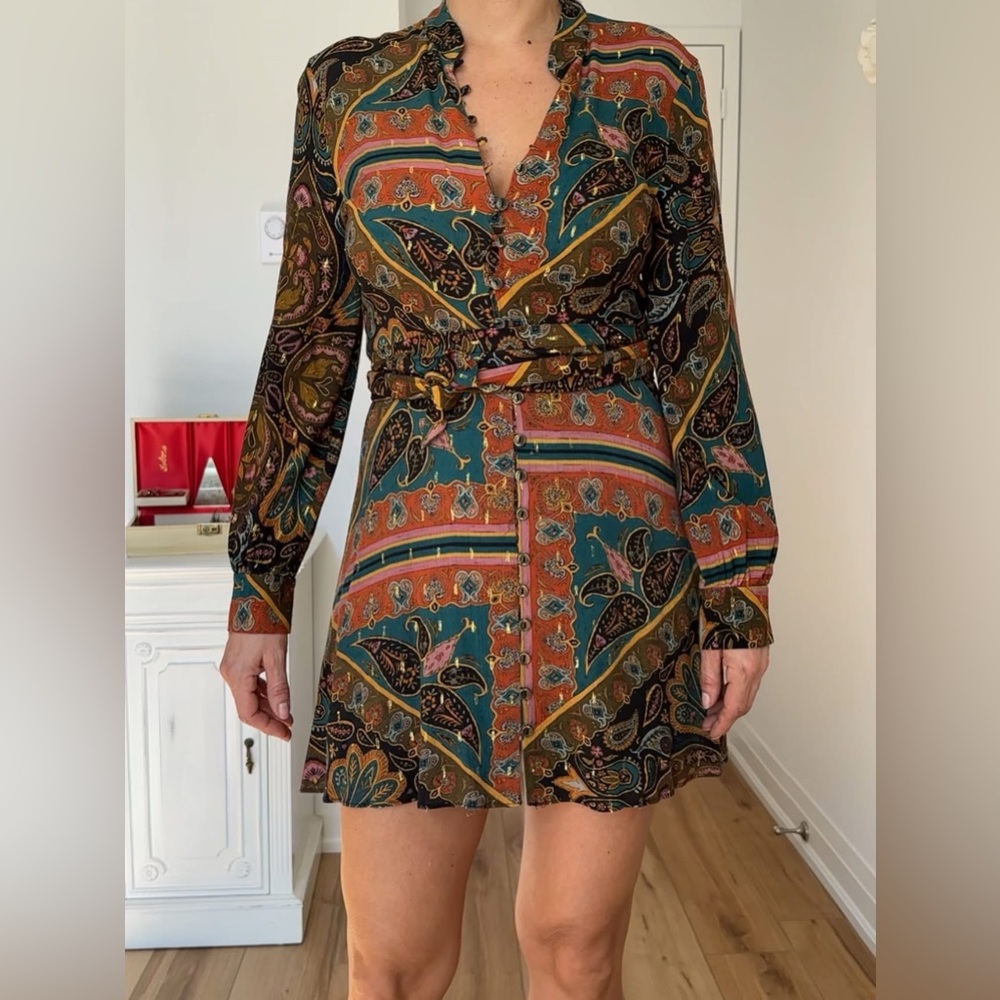 ❌SOLD ON MY IG ZARA 70’s Style Boho Hippie Mini Dress